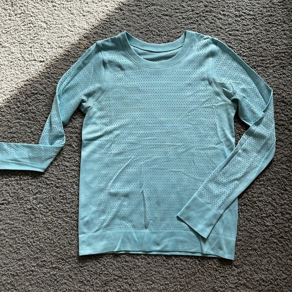 Sky blue Lululemon Mesh long sleeve Size 4